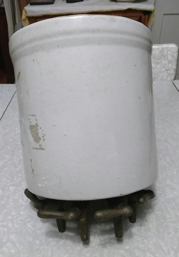 Antique stoneware crock - with, 4