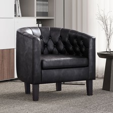 Linen / Faux Leather Tufted