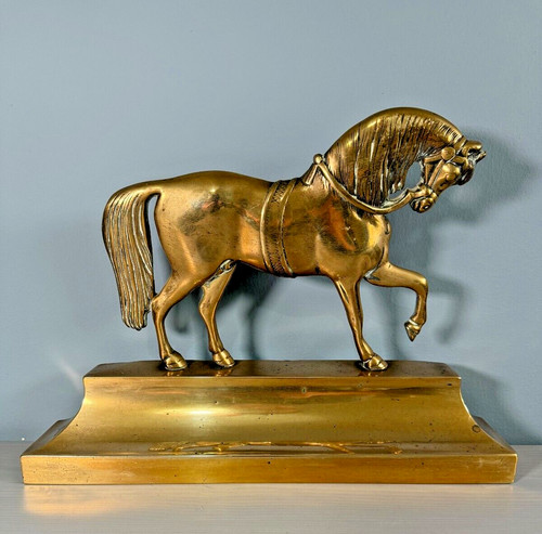 Brass horse door stop mantel - horse,