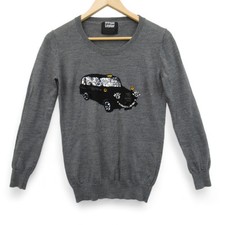 Markus Lupfer 100% Merino Wool Grey Jumper Size XS Sweater Taxi Sequin Designer 