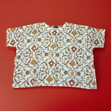 Eskandar Linen Top Bergdorf Goodman OYSTER/RUST Amber Petra Dura Size 0 Designer