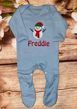 Christmas sleepsuit baby grow embroidered & personalised name. Choice of designs