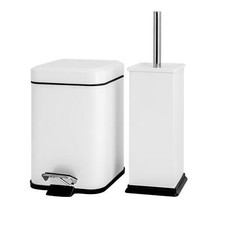 Square Toilet Brush & Bin Set