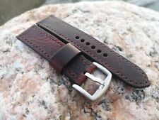 Dark Brown Italian Leather Watch Strap: 16 to 24 mm: Handmade in the UK