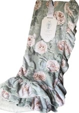 Sage Green Floral Rose Throw