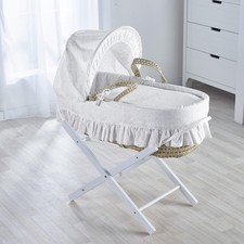 Grey Wicker Moses Basket with