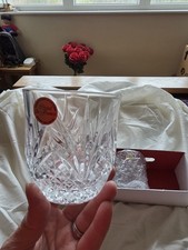 Set Of 4 Vintage Lead Crystal Whisky Glasses, Un-used In Box
