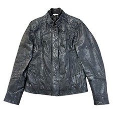 Vintage Promod Leather Jacket 90s Y2K Retro Biker Casual Black Womens Uk12