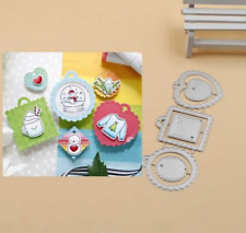 Heart Square Circle Banners Tag Label Ribbon Metal Cutting Dies Stencil DIY UK