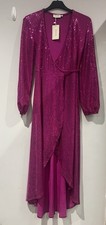 Flounce London Petite Wrap Maxi Dress Metallic Sparkle Size UK8 New with Tags