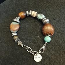 Miglio Silver Tone Beaded Bracelet 20cm