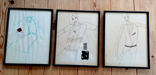 Three 1960s fashion - design, pen