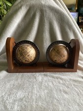 Vintage Wooden Globe Bookends