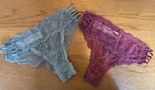 Gilly Hicks X2 Ladies Lace Stretch Knickers Size S Magenta Ice Blue New No tags