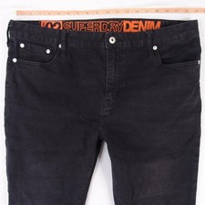 Mens SuperDry 02 TRAVIS Stretch Slim Skinny Black Jeans W37 W38 L32