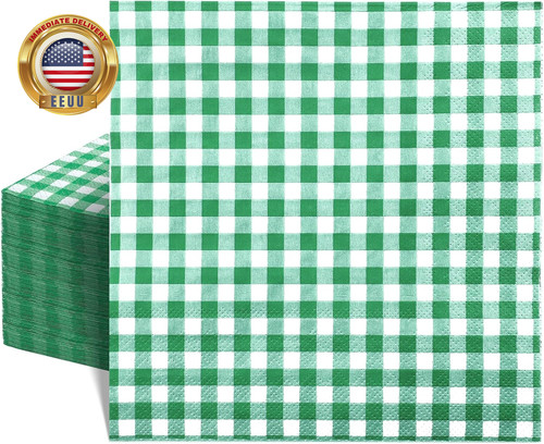 Pack green gingham paper - green,