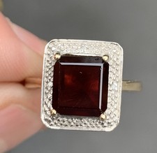 9ct Gold Diamond Garnet Ring, 9k 375 Heavy 4.2g