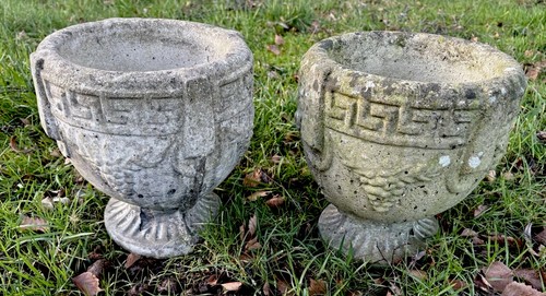 Pair weathered cast stone - pair,