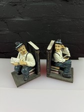 Laurel and Hardy Pair Bookends Ornament 15 cm High By Sculptures UK Vintage