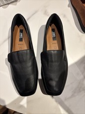 M&S Black Leather Ladies 6.5 Wide Fit Slip On Shoes Brand New With Tags.
