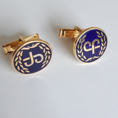 Vintage blue enamel cufflinks - blue,