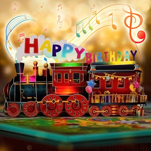 Train musical birthday - train, cards