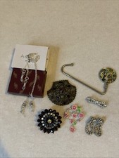 7 Antique Style Brooches Scarf Clip Glasses Chain Earrings Handbag Holder ?