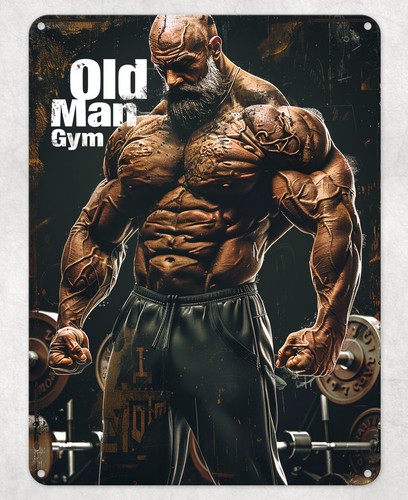 Old man gym muscles - man,