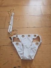 Agent Provocateur tricja White Bikini bottom Gold hardware Size 2