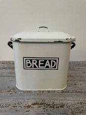 Vintage White Enamel Bread Bin