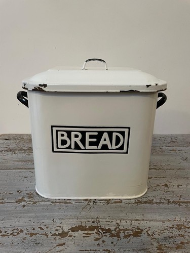 Vintage white enamel - vintage, bin