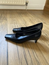 Navy leather block heel - m&s,