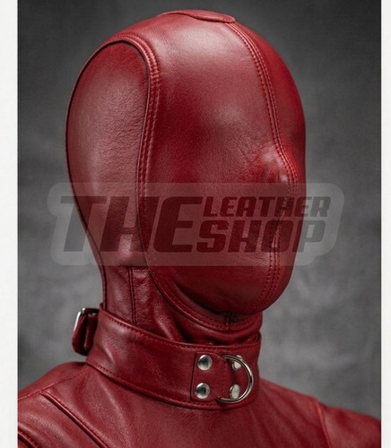 Leather bondage hood - leather,
