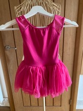 Bloch skirted tutu leotard cerise pink vgc age 6x -7