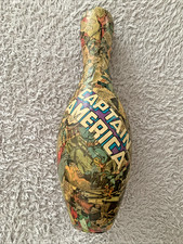 Rare Vintage Bespoke 10 Pin Bowling Skittle, Captain America - Pop Art Decoupage