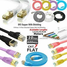 RJ45 Ethernet Cable CAT 7 Network LAN Gold Plated Ultra-thin Flat Patch Lead Lot