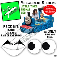 Replacement FACE SET stickers SIZED TO FIT Little Tikes Thomas Tank Engine Bed