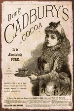 Cadburys Cocoa Drink Advert, Aged Look, Vintage Style New Metal Sign Plaque