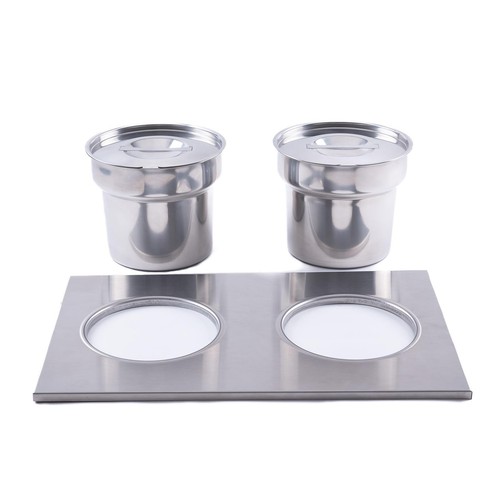 Two round pots - &, lids