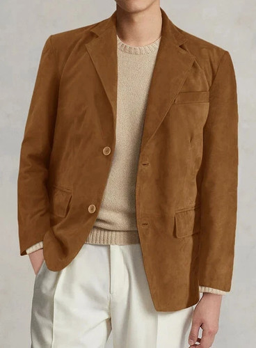 Men caramel brown - brown, suede