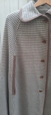 Vintage 1960s/70s Wool Cape Reversible Brown Blue Check Houndstooth M/L Retro