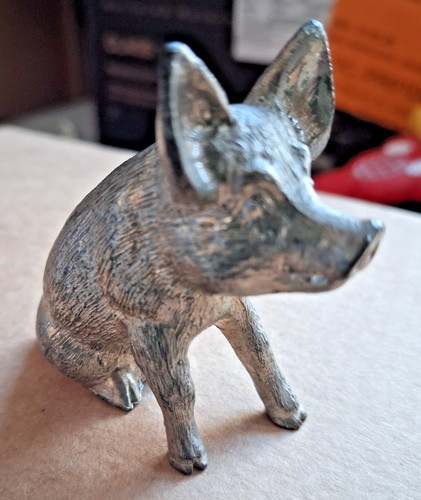 Small pewter pig ornament - pig,