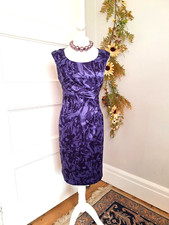 STUNNING MINUET PETITE PURPLE ABSTRACT PRINT SATIN BODYCON DRESS Sz 12