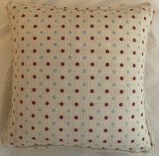 A 16 Inch cushion cover in Next Duck Egg / cranberry Spot Fabric
