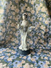 Nadal Porcelain Japanese Geisha Figurine with Bird – Collectible Oriental Decor