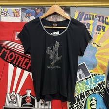 VINTAGE WOMEN’S HARLEY DAVIDSON TOP SIZE XL EAGLE STRETCH BABY TEE (hd41)