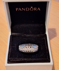PANDORA  "Timeless Pave Double Row Hearts" RING -  Boxed -Free P/P