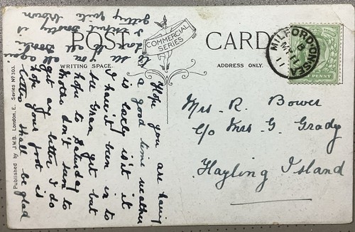 Milford sea postmark 1911 - on,