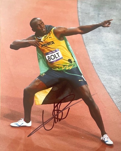 Usain bolt signed 10x8 - bolt,