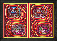 mola worm tribal design Framed